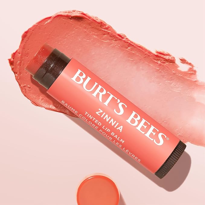 Burt's Bees Lip Tint Balm with Long Lasting 2 in 1 Duo Tinted Balm Formula, Color Infused with Deeply Hydrating Shea Butter for a Natural Looking Buildable Finish, Raspberry Zinnia (2-Pack)-VivaGrace Women