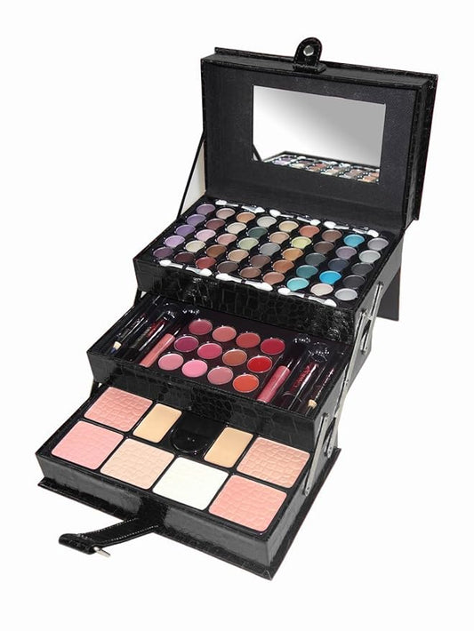 Cameo Matte All-in-one Makeup Kit, Crocodile Leather, Black-VivaGrace Women