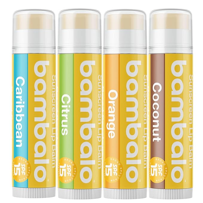 4-Pack Tropical Variety SPF 15 Lip Balm - Organic Ingredients, Broad Spectrum UVA/UVB Protection - Hydrating & Moisturizing, USA Made-VivaGrace Women