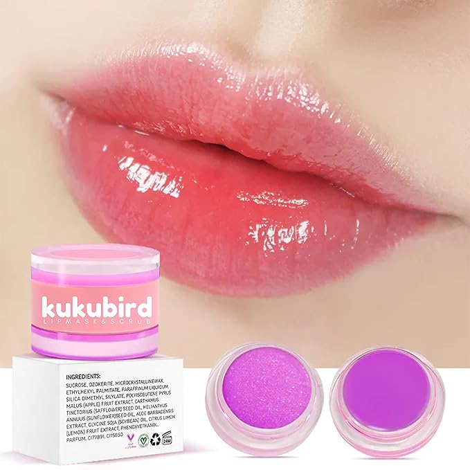 kukubird Exfoliating Lip Scrub Lip Care Treatment For Chapped and Cracked Lips-Grape-VivaGrace Women