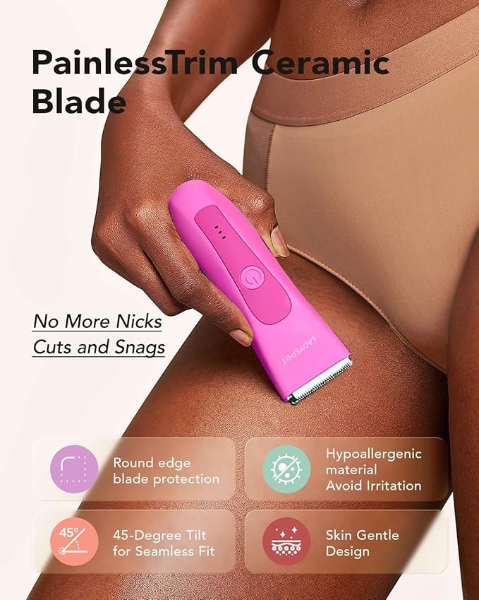 LADYSPOT™ Hair Shaver for Women, Shaving Sets with 3 Gurad and Replaceable Ceramic Blade Heads, No Nick, No Cut, No Razor Burn, Waterproof Wet/Dry, 90 Minutes Shaving (Women-Rosered-Version)-VivaGrace Women