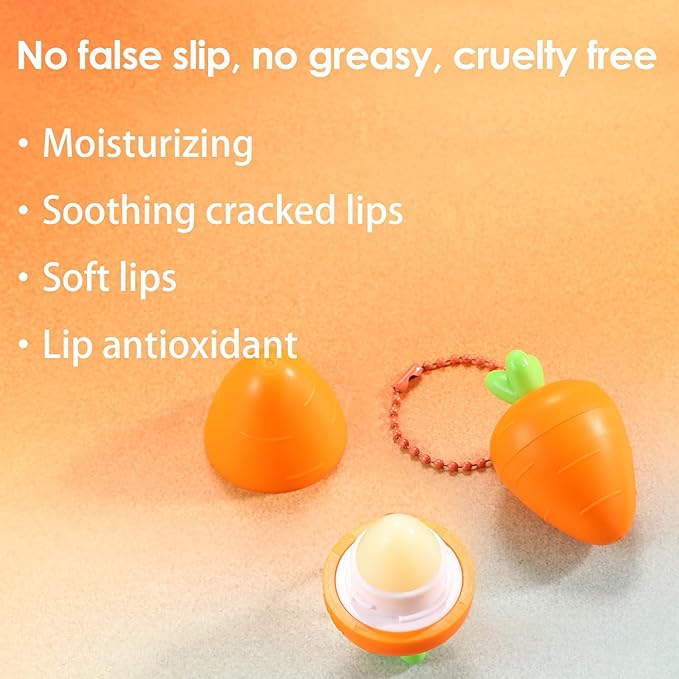 KISSIO Lip Balm,Carrot Lip Balm,Lip Care with B5 Panthenol,Macadamia Seed Oil and Olive Oil,Moisturize and Soothe Dry Chapped Lips,Make Lips Soft,Cruelty Free,0.12 oz(03#Carrot)-VivaGrace Women