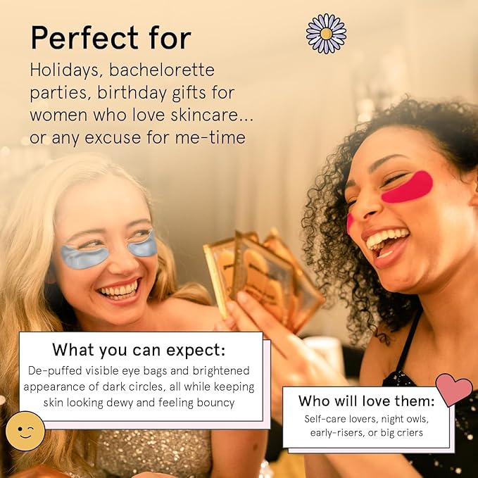 grace & stella Award Winning Under Eye Mask - Travel Essentials - Anniversary Gifts for Women - Gel Eye Patches for Dark Circles, Puffy Eyes, Wrinkles, Undereye Bags - Vegan Self Care (48 Pairs, Gold)