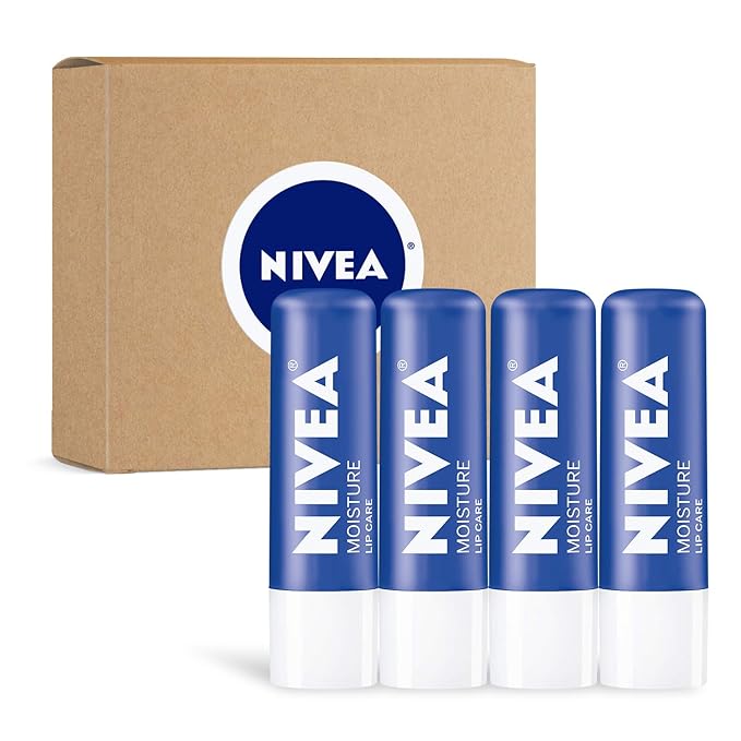 NIVEA Moisture Lip Care, Lip Balm Stick with Shea Butter, Jojoba Oil and Avocado Oil, 0.17 Oz, Pack of 4-VivaGrace Women