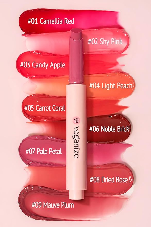 Veganize Collagen Lip Glass Balm | Hydrating Lip Balm in 9 Vibrant Colors | Moisturizing Lip Care Infused with Collagen Jelly Magic | No Animal Trial Lip Balm 0.06 oz (No. 8 Dried Rose)-VivaGrace Women