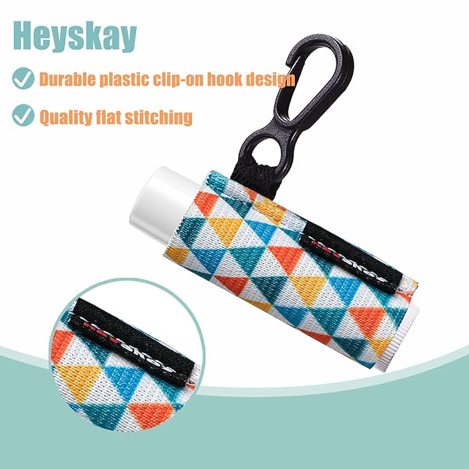 3PCS Lip Balm Holder Sleeves Chapstick Holder Keychain Lip Gloss Holder Keychain Elastic Sleeves (Black/light blue strip/dark blue strip)-VivaGrace Women