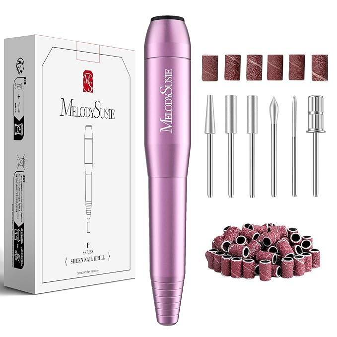 MelodySusie Electric USB Nail Drill Machine,PC120I Portable Electric Nail File Efile Set for Acrylic Gel Nails, Manicure Pedicure Tool with Nail Drill Bits Sanding Bands (Purple)-VivaGrace Women