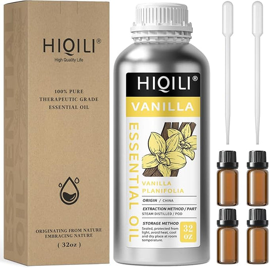 HIQILI 32 Ounces Vanilla Essential Oil, Strong Fragrance for Body Lotion, Candle Making, Soap, Aromatherapy-32 Fl Oz-VivaGrace Women