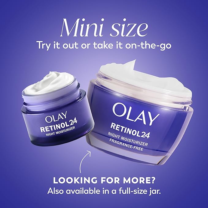 Olay Retinol 24 Face Moisturizer, Anti-Aging Night Cream for Women, Trial Size, Fragrance-Free, Non Greasy - Anti-Wrinkle, Smooth Fine Lines, Tightening Skin Care - Peptides, Glycerin, 0.5 Oz-VivaGrace Women