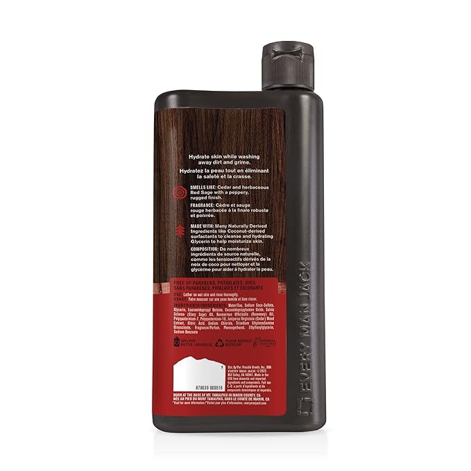 Every Man Jack Nourishing Cedar + Red Sage Mens Body Wash for All Skin Types - Naturally Derived Ingredients - Cleanse and Hydrate Skin with Coconut and Glycerin - 24oz 2 Bottles-VivaGrace Women