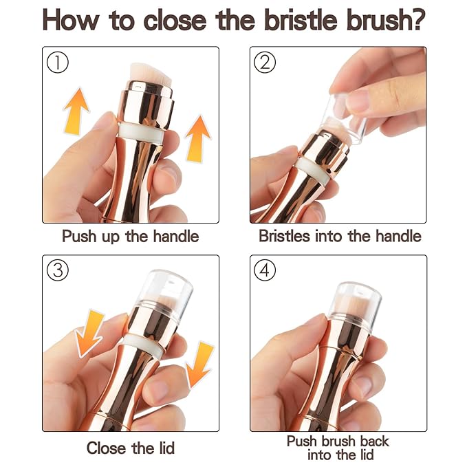 kullder 4 in 1 Makeup Brush Travel Makeup Brushes Blend Sponge, Eyebrow, Eyeshadow & Blush Brushes for Foundation Concealer Double Ended Makeup Brush with Powder Puff Women Ideal Gifts-VivaGrace Women