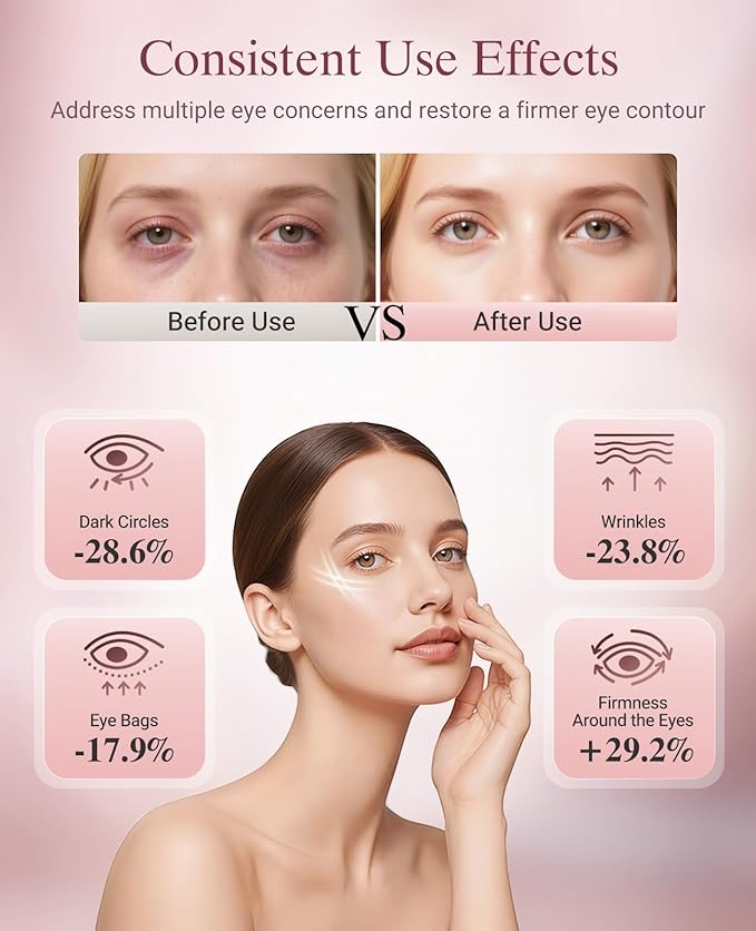 Red Light Therapy for Eyes, Wireless Under-Eye Red Light Therapy Mask with Timing Function, 3 Modes with Near-Infrared, Rechargeable Mask for Home Skincare-VivaGrace Women