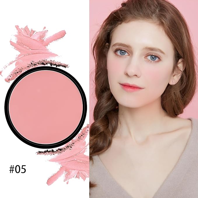 Boobeen Powder Blush Matte Blush, Highly Pigmented Beauty Cream Blush Palette for Create A Natural Cheek Flushed Look, Rich Colors (C-05)-VivaGrace Women