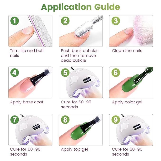 RARJSM Green Jelly Glass Gel Nail Polish Set 6pcs Clear Crytal Army Dark Jade Sage Green Transparent Sheer Amber Series Milky Diamond Cat Eye Gel Varnish LED UV Curing Requires-VivaGrace Women