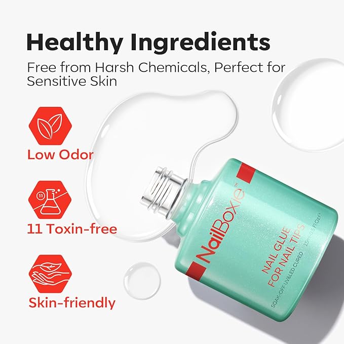 modelones Nail Glue for Nail Tips, 9 in One Glue for Press Ons, Clear Tips, Need U V Light Cured, 15ML-VivaGrace Women