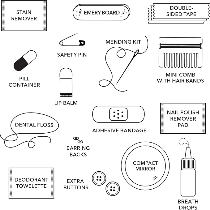 Pinch Provisions Velvet Minimergency Kit, for Her, Includes 17 Must-Have Emergency Essential Items, Compact, Multi-Functional Pouch, Gift for Parties and Birthdays-VivaGrace Women