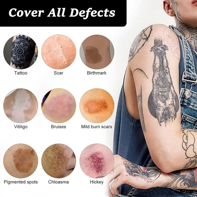 Tattoo Cover Up, Invisible Waterproof Concealer,Long Lasting Professional Skin Makeup Concealer Kit for Body Leg Tattoo, 2 Colors,30gX2-VivaGrace Women