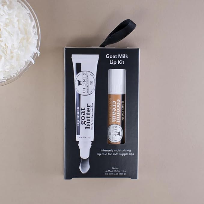 Dionis Goat Butter Overnight Lip Mask & Lip Balm Kit - Goat Milk, Jojoba & Moringa Oils Moisturize & Repair Chapped Lips Overnight while Lip Balm Keeps Moisture Locked In All Day, Creamy Coconut-VivaGrace Women