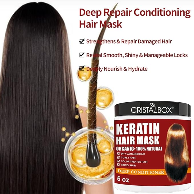 2 Pack Collagen Hair Mask & Keratin Hair Mask,Keratin Hair Treatment,Hydrating Argan Oil Hair Repair Treatment Deep Conditioner Hair Mask for Dry Hair,Collagen with Biotin Hair Treatment Mask-VivaGrace Women
