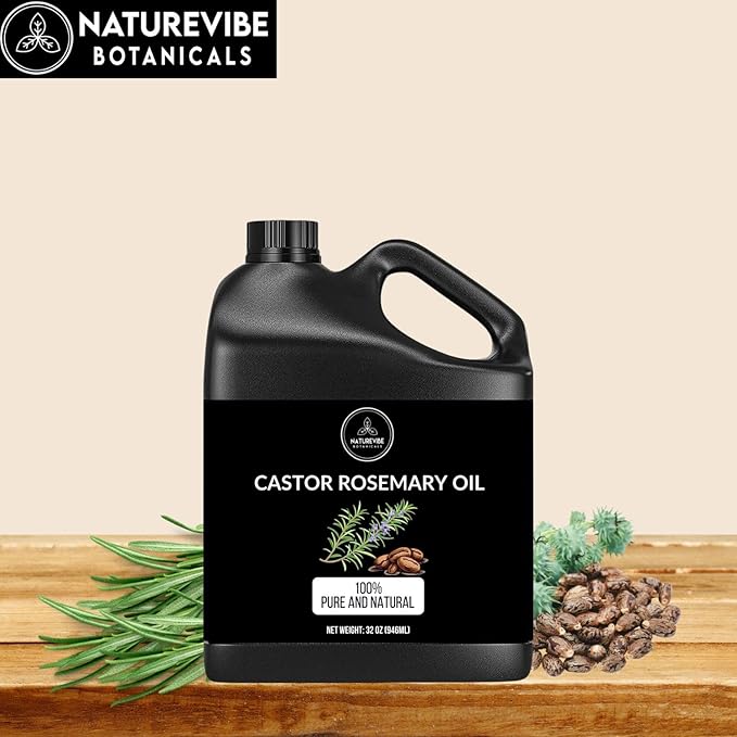 Naturevibe Botanicals Castor Rosemary Oil 32 Ounces | 100% Pure and Natural | Great for Skin Care and Hair Care-VivaGrace Women