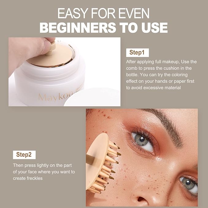 Freckle Cushion Natural Like Freckle Makeup Fake Freckles Pen Waterproof Long Lasting Quick Dry, Get Sun-kissed Stars Makeup Freckle in One Press, Fresh Brown, 15g-VivaGrace Women