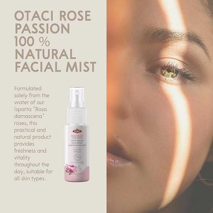OTACI Rose Passion Face Mist Spray – 100% Natural Rose Water Hydrating Mist for Glowing, Refreshed Skin – Travel Size 50ml – Vegan, Alcohol-Free, for All Skin Types-VivaGrace Women