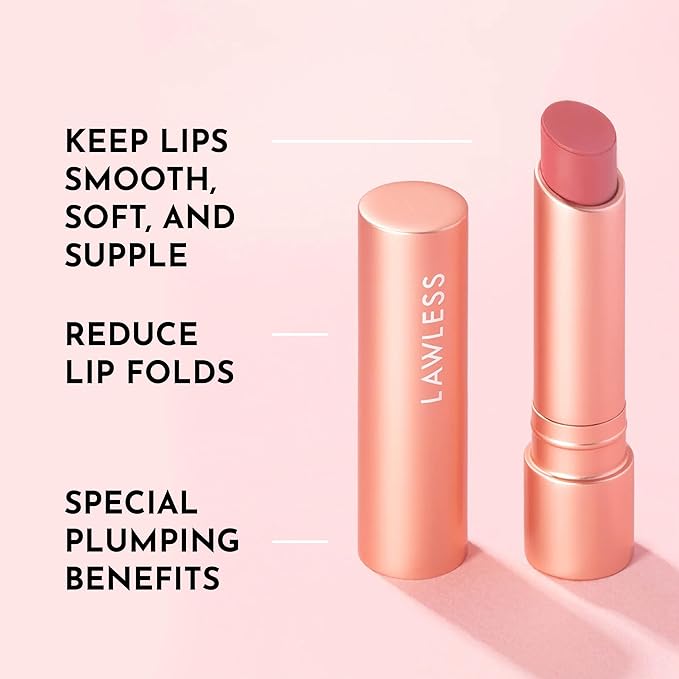 Lawless Forget the Filler Lip Plumping Line Smoothing Tinted Balm - Posey - Premium Tinted Lip Balm with Natural Ingredients to Plump and Smooth Lips for a Firmer, Fuller Look - 0.09 oz-VivaGrace Women