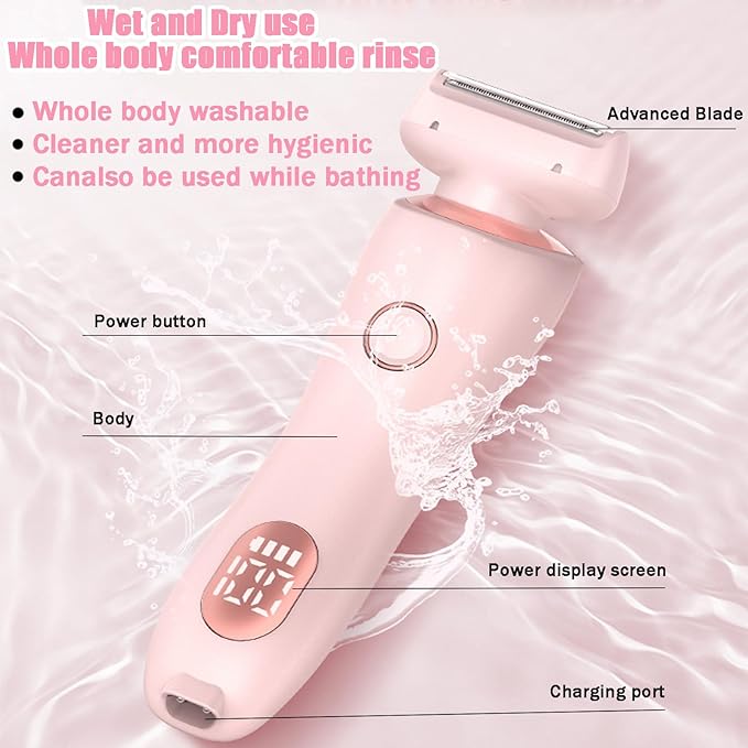 Dusk Razor for Women,Dusk Glide Pro 3.0 Razor - Bikini Portable Legs Body,2 in 1 Waterproof Electric Razors,Wet & Dry, Painless Hair Removal, Removable Head (Pink)-VivaGrace Women