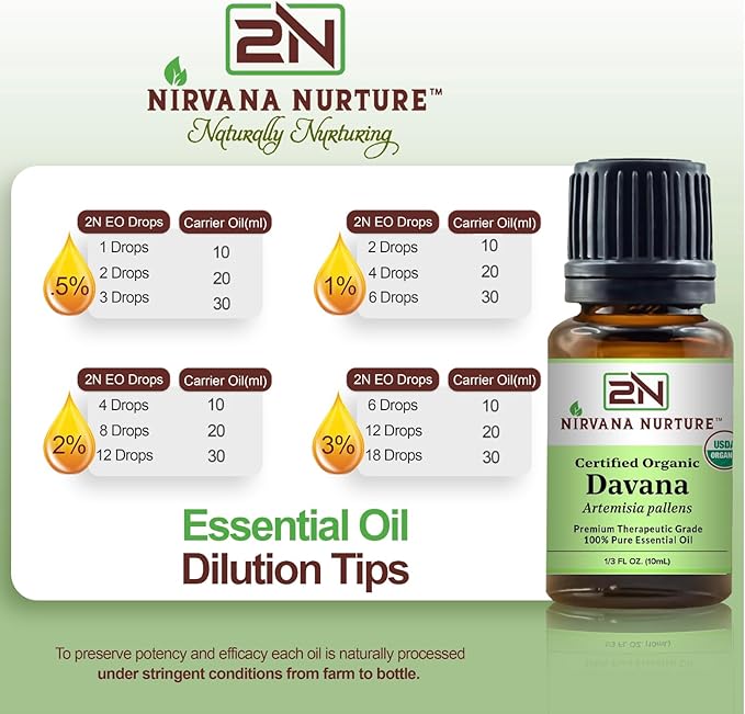 Davana Essential Oil USDA Certified Organic 100% Pure Premium Therapeutic Grade, Undiluted - Aromatherapy Diffuser for Calm and Relaxation, Skin Care, Hair Care-VivaGrace Women