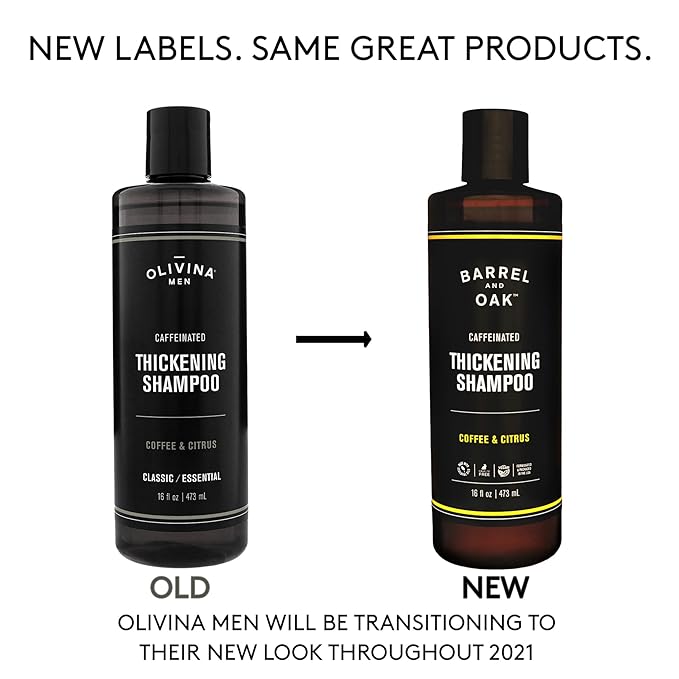 Barrel and Oak - Caffeinated Thickening Shampoo, Biotin Shampoo, Hair Care for Men, Strengthens & Hydrates, Biotin for Thicker Hair, Essential Oil-Based Scent, Vegan (Coffee & Citrus, 16 oz)-VivaGrace Women