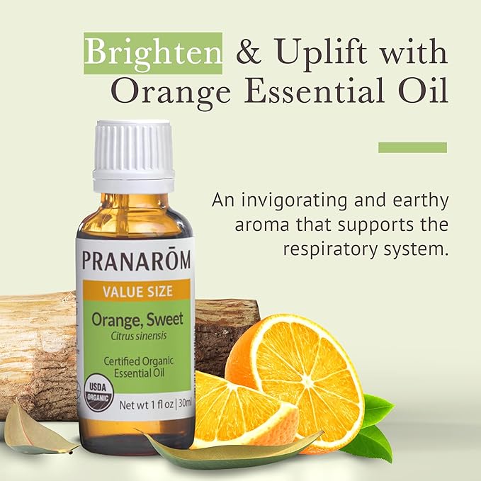 Pranarom USDA Certified Organic Sweet Orange Essential Oil (30ml), 100% Pure Undiluted Therapeutic Grade from Mexico for Aromatherapy, Diffuser, Citrus Scent, Soothing, DIY Cleaning-VivaGrace Women