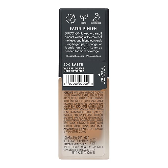e.l.f. Flawless Finish Foundation, Lightweight & Medium Coverage, Semi-Matte Finish, Latte, 0.68 Fl Oz (20mL)-VivaGrace Women