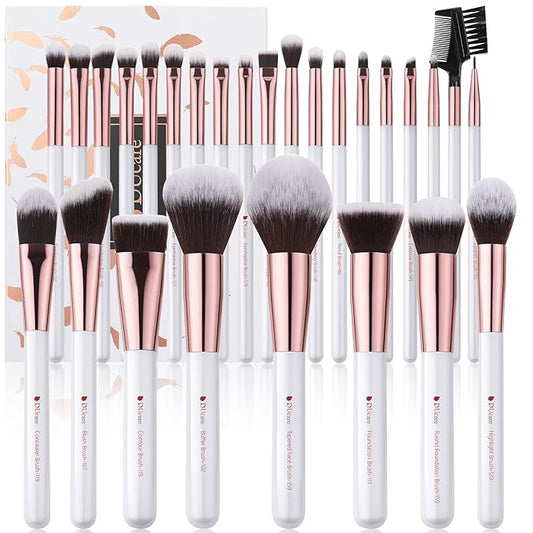 DUcare Makeup Brushes Set Professional 27Pcs Makeup Brushes Premium Synthetic Kabuki Foundation Blending Face Powder Blush Concealers Eye Shadows Make Up Brushes Kit White-VivaGrace Women