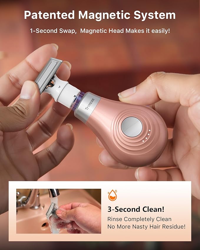 Mini Bikini Trimmer for Women - Intimate Pubic Hair Removal, Electric Body Groomer, Small Portable Wet/Dry Shaver, Magnetic Blade, USB-C Rechargeable with Travel Case, Easy to Clean (Gold)-VivaGrace Women