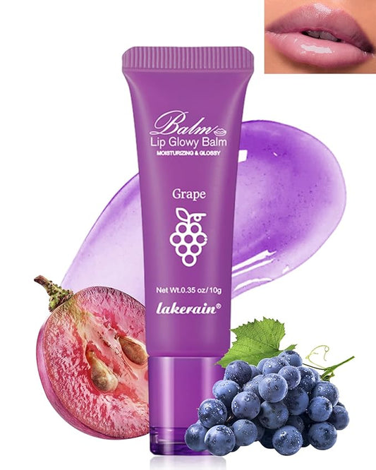 Moisturizer Lip Glowy Balm, Hydrating & Nourishing Repair Sleeping Lip Mask, Shine Glossy Finish Lip Oil, Day and Night Smooth Cracked Chapped Dry Lips, Lip Care Therapy Treatment for Women-4#Grape-VivaGrace Women