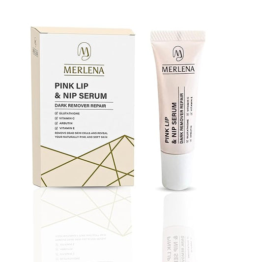 Merlena Pink Lip & Nip Serum - Hydrates and Repairs Dry, Peeling Lips and Nipples, Adds Collagen for Plumpness, Soothes Flaky Skin, Organic Vitamin C & E Formula 8ml-VivaGrace Women