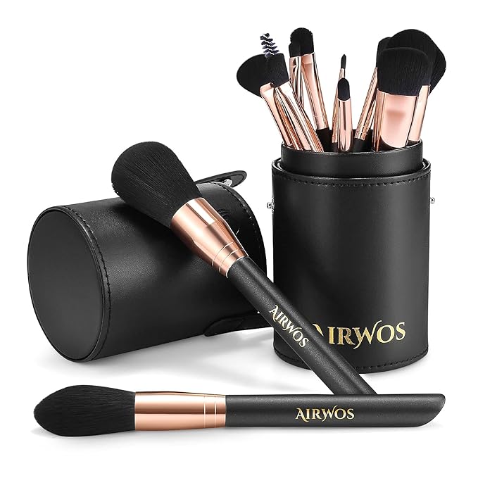 AIRWOS® Makeup Brushes Set Professional 14Pcs Makeup Brushes Pearl Flash Handles Premium Synthetic Foundation Face Powder Brush Blending Eyeshadow Concealers Makeup Brushes MakeUp Brushes with Case-VivaGrace Women