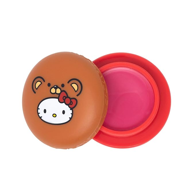The Crème Shop x Sanrio Hello Kitty Macaron Lip Balm Korean Cute Scented Pocket Portable Soothing Advanced Must-Have on-the-go (Hello Kitty Red Velvet)-VivaGrace Women