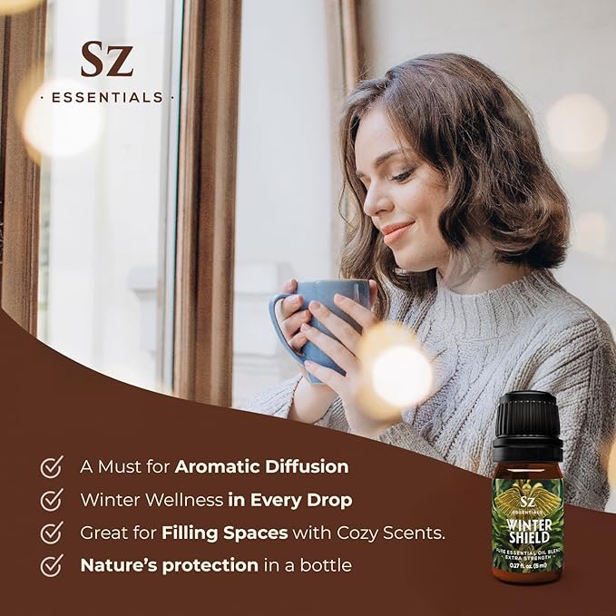 Winter Shield Essential Oil Blend for Diffuser and Humidifier - Extra Strength Protective Seasonal Defense - 100% Pure, Natural & Undiluted - Therapeutic Grade & Vegan - 0.17 oz (5ml)-VivaGrace Women