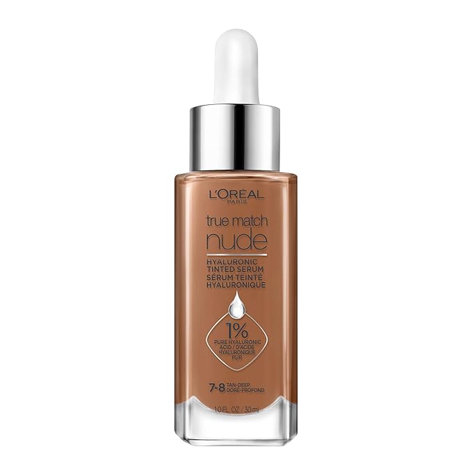 L'Oreal Paris True Match Nude Hyaluronic Tinted Serum Foundation with 1% Hyaluronic acid, Tan-Deep 7-8, 1 fl. oz.-VivaGrace Women