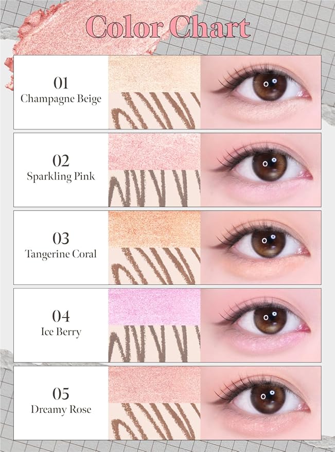 Idol AEGYO-SAL Maker 02 Sparkling Pink, 2-in-1 Under-Eye Highlighter and Contour Liner for Bright, Voluminous Eyes, Long-Lasting, Smudge-Proof Shimmer Stick with Natural Glow, Korean Beauty