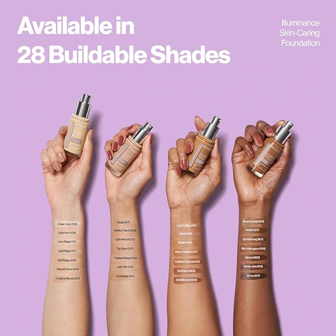 Revlon Illuminance Skin-Caring Liquid Foundation, Hyaluronic Acid, Hydrating and Nourishing Formula with Medium Coverage, 209 Buff Beige (Pack of 1)-VivaGrace Women