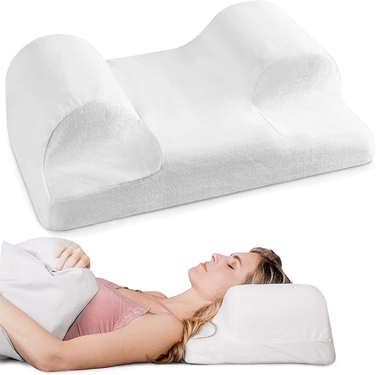 YourFacePillow- Back Sleeper Beauty Pillow, Cervical Neck Pillow, Patented Contour Memory Foam Pillow, Ergonomic Neck, Back and Shoulder Support. Back Sleeping Reduces Pressure on Skin - Large-VivaGrace Women