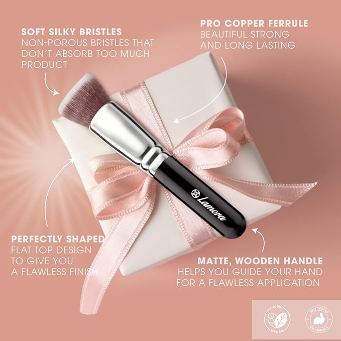 LAMORA Foundation Brush for Liquid Makeup - Kabuki Face Brush for Cream, Powder, Blush, and Concealer - Flat Top Blending, Buffing, Stippling Brush-VivaGrace Women