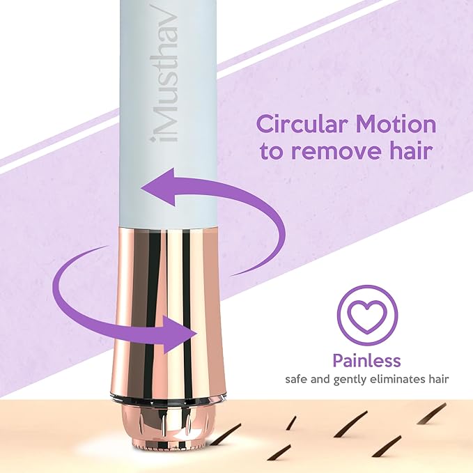 Portable Facial Hair Remover for Women – Painless, Fast & Precise Flawless Electric Razor & Epilator for Face, Lips, Chin Hair Removal – 18K Gold-Plated, 360° LED Light-VivaGrace Women