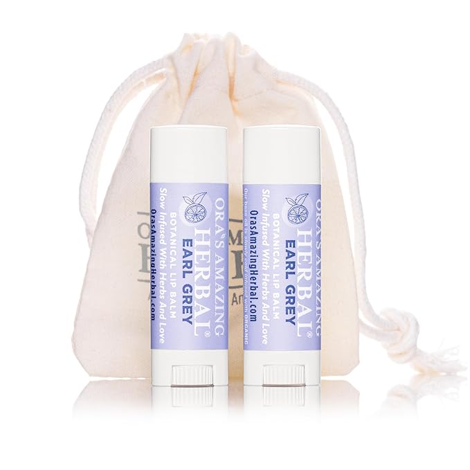 Natural Earl Grey Lip Balm, Bergamot Essential Oils Paraben Free, Healthy Lip Balm For Dry Cracked Lips 2 Pak With Organic Coconut Oil No Synthetic Fragrance Made In USA Ora's Amazing Herbal 2 Pak-VivaGrace Women