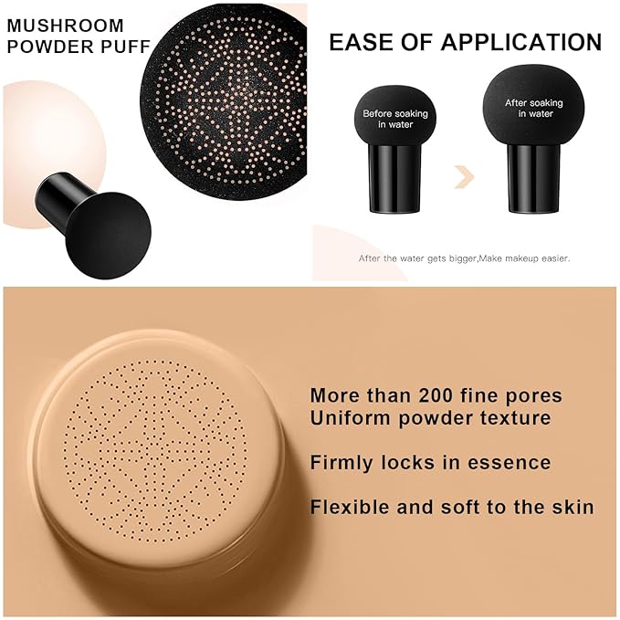 Mushroom Head Air Cushion CC Cream Foundation BB Cream Foundation Makeup Moisturizing CC Cream Liquid Foundation,Concealer Lasting Makeup Foundation Even Skin Tone Makeup Base Primer (#04 Nude)-VivaGrace Women