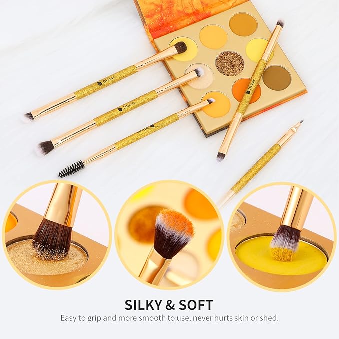 DUcare Eyeshadow Brushes Set Duo End Eye Makeup Brushes Professional Eyeshadow Brush set 5Pcs Travel Concealer Eyebrow Eyelash Eye Liners Blending-VivaGrace Women