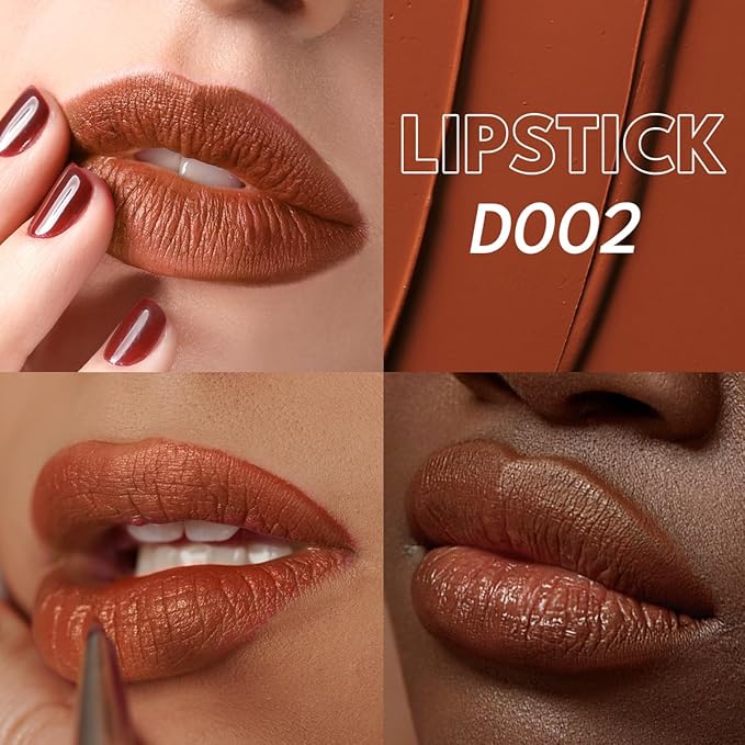 2PCS Marbled Matte Lip Stick Makeup - Velvety Finish | Naked-lip Feel, Full Coverage, D002+D004-VivaGrace Women