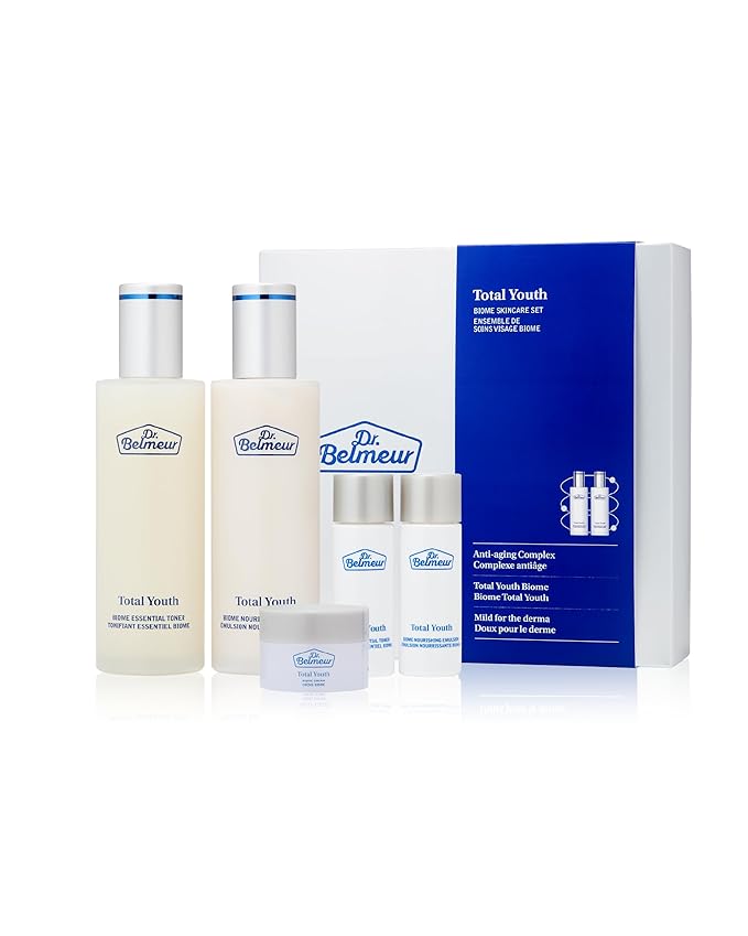 Total Youth Biome (Skincare Set, 12.2fl oz) - Premium Total Age-Defying Toner + Emulsion Set for Wrinkles, Elasticity, Hydration & Skin Tone. Korean Skin Care by LG Beauty. Collagen,-VivaGrace Women